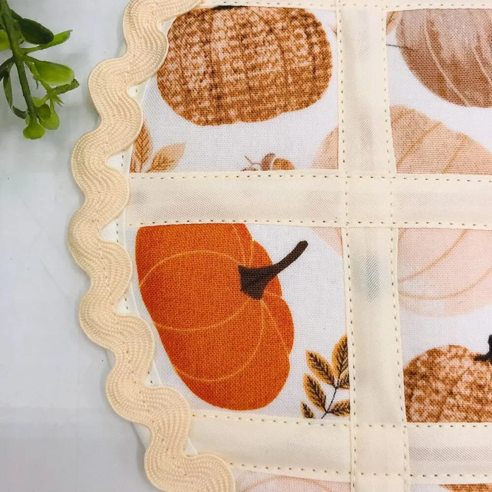 Pie Trivet Hotpad Pumpkin Pie Neutral Orange Cream Boho Cotton Machine Washable